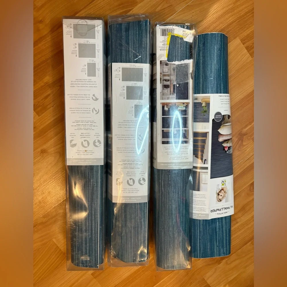 🔥NUWALLPAPER Textured Surface Grassweave Steel Blue NU2874 Peel & Stick NIOB